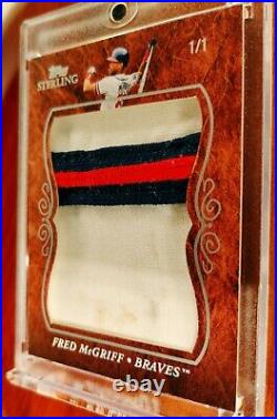 1/1 HUGE DIRTY 3-COLOR PATCH FRED MCGRIFF ATL BRAVES Topps Sterling Jersey