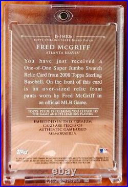 1/1 HUGE DIRTY 3-COLOR PATCH FRED MCGRIFF ATL BRAVES Topps Sterling Jersey
