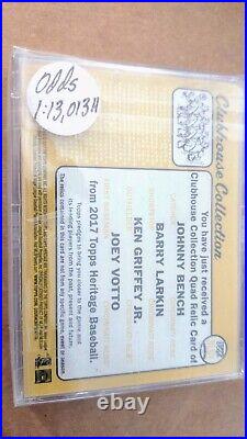 /10 Topps Heritage Griffey Larkin Bench Votto Quad 4 Patch Jersey CASE HIT 113K