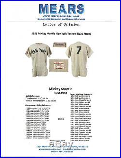 1958 Yankees Mickey Mantle Autograph Game Worn Road Jersey