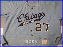 1960s 1970s Chicago White Sox Blue Wilson Game Used Jersey #27 Wilson Sz 42