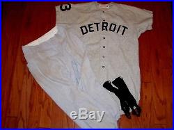 1960s DETROIT TIGERS FLANNEL GAME VINTAGE BASEBALL JERSEY PANTS WORN USED 1950s