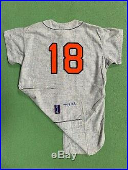 1965 Don Larsen Baltimore Orioles Game-Used & Autographed Road Flannel Jersey