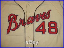 1967 Mack Jones Atlanta Braves Game Used Home Flannel Jersey #48 with MLB patch