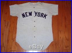 1970 NEW YORK YANKEES GAME USED FLANNEL BASEBALL JERSEY VINTAGE 1960s RON WOODS