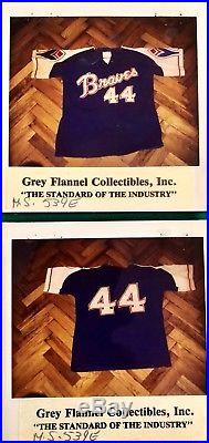 1971 Hank Aaron Game Used Road Jersey with Grey Flannel COA and Display Case
