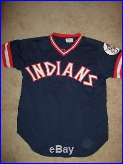 1975 Tom McCraw Game Used Worn Cleveland Indians Blue Jersey Uniform RARE