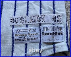 1980 Jim Slaton Milwaukee Brewers game used worn jersey vintage MLB Sand Knit