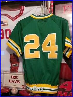 1980s Rickey Henderson Oakland Athletics GAME USED ISSUED BP Jersey