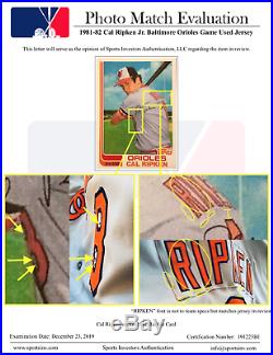 1981-82 Cal Ripken Jr Orioles Game Used Baseball Rookie Jersey Photo Matched