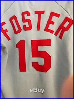 1981 GEORGE FOSTER CINCINNATI REDS GAME USED ROAD JERSEY (PhotoMatched Grade 10)
