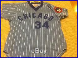1981 Game worn, game used Chicgo Cubs road blue pinstripe jersey & pants #34