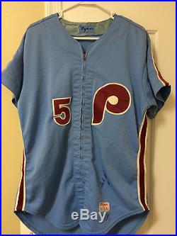 1981 Mike Ryan game worn used Phillies road jersey Signed Vintage authentic