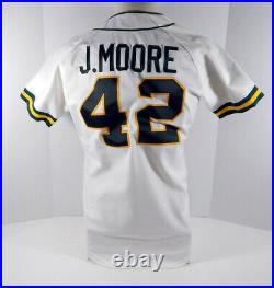 1982 Oakland Athletics Jackie Moore #42 Game Used White Jersey