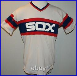 1983 Chicago White Sox Game Worn Used Sand Knit Road Jersey Sz 44