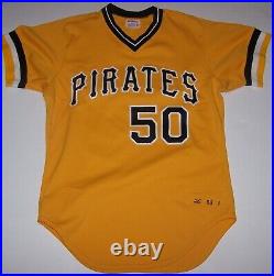 1983 Pittsburgh Pirates Gold Game Worn Used Uniform Jose DeLeon Vargas Hendrick