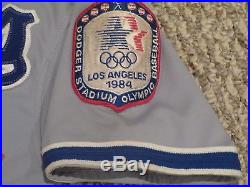 1984 Game Used Worn Dodgers Jersey Road Gray size 42 Rivera #25 Olympics patch