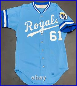 1984 Lynn Jones Kansas City Royals Powder Blue Game Used Worn Jersey