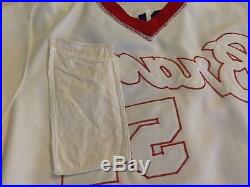 1986 Game worn, game used Atlanta Braves home white jersey, #52