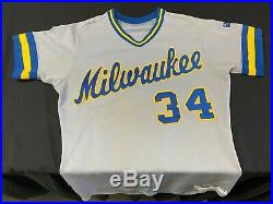 1986 Milwaukee Brewers Ray Burris #34 GAME WORN MLB Size 42 Baseball Jersey