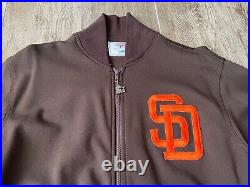 1990 Game Used San Diego Padres Starter Full Zip Brown Jacket-Maloof-Large