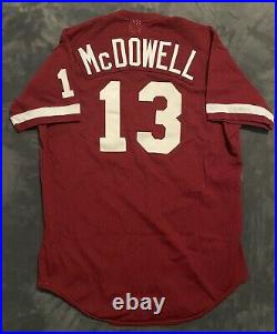 1990 Roger McDowell Game Used Jersey Philadelphia Phillies Maroon Photomatch 44