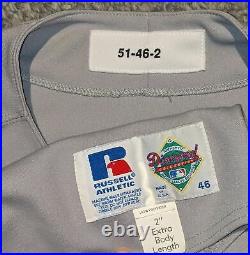 1992 Heathcliffe Slocumb game used Chicago Cubs jersey Cubbie and logo patches