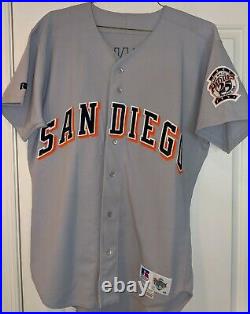 1993 Frank Seminara San Diego Padres game used road jersey- 25th anniv. Patch
