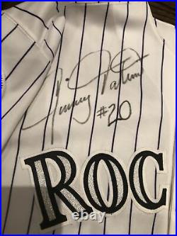 1993 JIM TATUM SIGNED Colorado Rockies game worn jersey -Inaugural year patch
