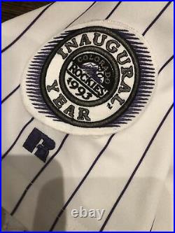 1993 JIM TATUM SIGNED Colorado Rockies game worn jersey -Inaugural year patch