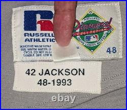 1993 Mike Jackson game used San Francisco Giants road gray #42 jersey