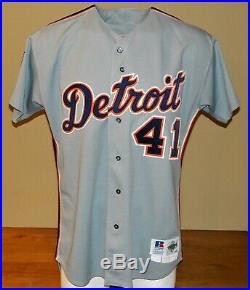 1994 Tim Belcher Game Worn Detroit Tigers Road Jersey #41 Russell Size 48