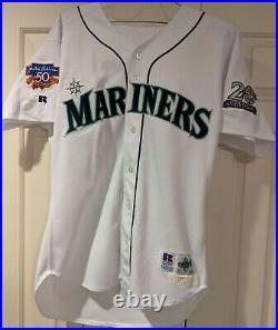 1997 Bob Wells Seattle Mariners game used jersey JR and 20th Anniv. Patches