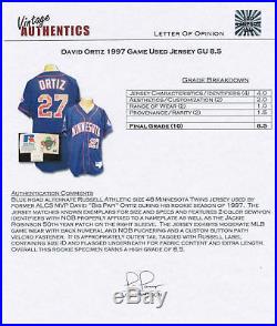 1997 David Ortiz Minnesota Twins Boston Red Sox Game Worn Used Rookie Jersey Loa