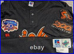 1997 Lenny Webster Baltimore Orioles game used BP #42 jersey 3 patches