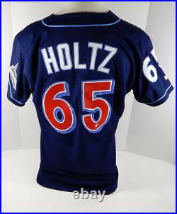 1998 Anaheim Angels Mike Holtz #65 Game Used Navy Jersey