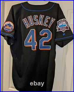 1998 Butch Huskey New York Mets game used #42 jersey MDA patch autographed