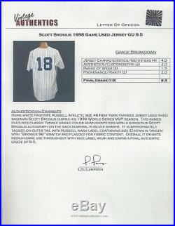 1998 N. Y. Yankees World Series MVP Scott Brosius, autographed jersey. 2 COA's