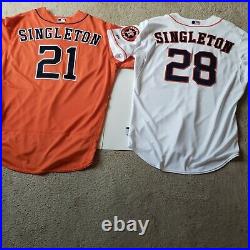 2 game used/issued Jon Singleton Houston Astros Jersey. Orange home white