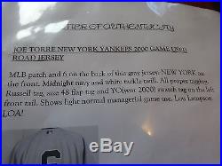 2000 JOE TORRE NEW YORK YANKEES Game Used Worn Jersey LOA