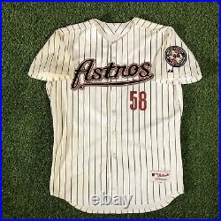 2001 Joe Slusarski Game Used Worn Houston Astros Home Pinstripe Jersey 40 Patch