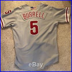 2001 Pat Burrell Phillies Autographed Game Worn Jersey
