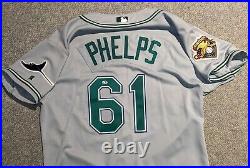 2001 Travis Phelps Tampa Bay Devil Rays game used road jersey-AL 100th patch