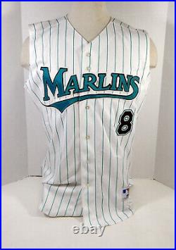 2002 Florida Marlins Homer Bush #8 Game Issued White Jersey Vest 46 DP14192