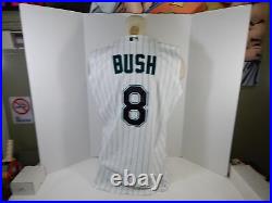 2002 Florida Marlins Homer Bush #8 Game Issued White Jersey Vest 46 DP14192