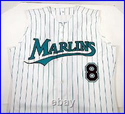 2002 Florida Marlins Homer Bush #8 Game Issued White Jersey Vest 46 DP14192