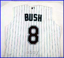 2002 Florida Marlins Homer Bush #8 Game Issued White Jersey Vest 46 DP14192