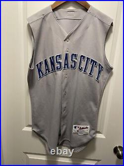 2002 MLB Kansas City Royals Grey Road Game Team Issued Jersey Vest Russell sz 44