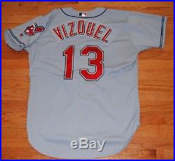 2002 Omar Vizquel Cleveland Indians Game Used Autographed Road Jersey-#13