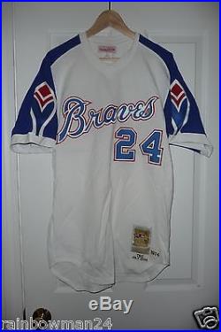2002 TBC 1974 Atlanta Braves Game Used Worn Jersey # 24 Mitchell and & Ness RARE